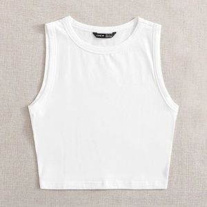 SHEIN Cropped White High Neck Tank Top